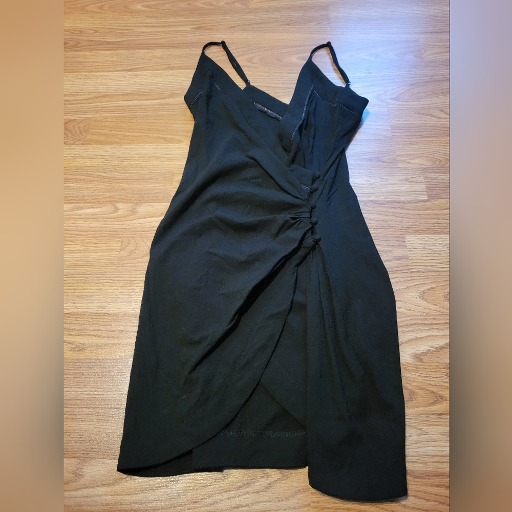 Free People Black Dylan Mini Slip Dress, Small